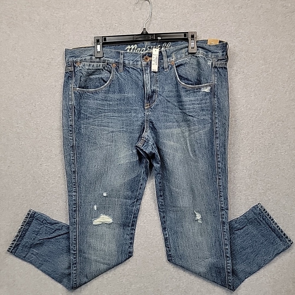 MADEWELL Men's Sz 32x30 Medium Wash Blue Jeans Slim Fit Pockets Distressed NWT
